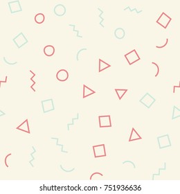 Memphis seamless geometric pattern. Trendy memphis style. Vector repeating texture.