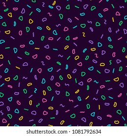 Memphis seamless pattern 80's-90's style. Trendy memphis style. Colorful geometric background. Hipster style.Colorful geometric seamless pattern different shapes color style.Print for fabric, textile