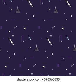 Memphis seamless pattern 80's-90's styles. Trendy . Colorful geometric background, different shapes. Vector Illustration.