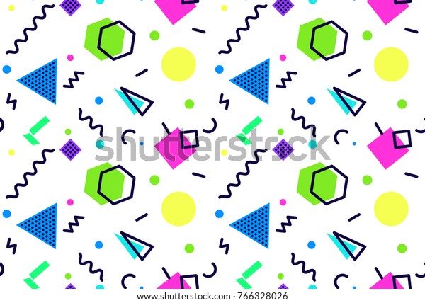 Memphis Seamless Pattern 80s90s Styles On Stock Vector (Royalty Free ...