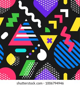 Memphis seamless pattern. Abstract colorful geometric background