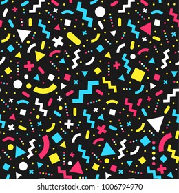 Memphis seamless pattern. Abstract colorful geometric background