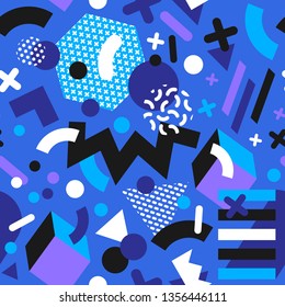 Memphis seamless pattern. Abstract colorful geometric background