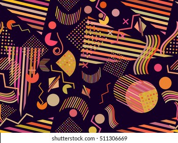 Memphis seamless pattern. Abstract seamless patterns 80's-90's styles. Vector illustration.