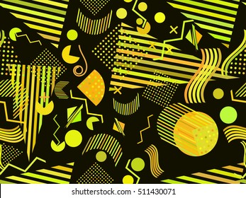 Memphis seamless pattern. Abstract seamless patterns 80's-90's styles. Vector illustration.