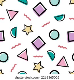 Memphis seamless pattern for background, fabric, texture, wrapping paper, wallpaper
