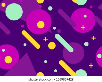 Memphis seamless pattern. Chaotic geometric shapes in the style of 80s. For promotional products, wrapping paper and printing. Vector illustration