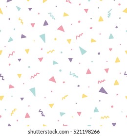 Memphis Seamless Pattern Design With Triangle Confetti