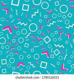 Patrón sin sello de Memphis. Fondo divertido. Ilustración vectorial. Patrón sin soldadura geométrica. Resumen Colorido Fondo Divertido. Hipster Style 80-90.