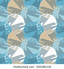 Memphis seamless pattern. Geometric seamless pattern in 80s style. Retro motif. Textile rapport.