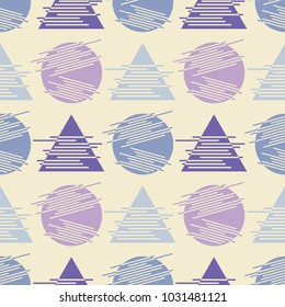 Memphis seamless pattern. Geometric seamless pattern in 80s style. Retro motif. Textile rapport.