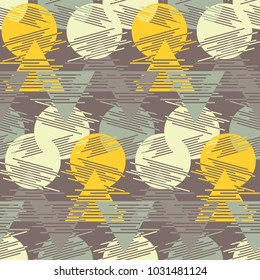 Memphis seamless pattern. Geometric seamless pattern in 80s style. Retro motif. Textile rapport.