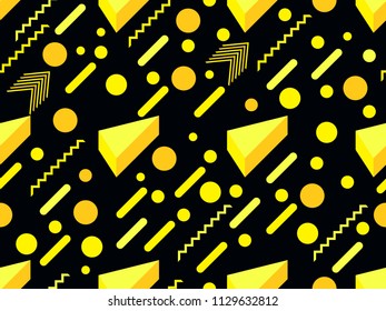 Memphis seamless pattern. Geometric elements memphis in the style of 80s. Points and dotted lines. Vector illustration
