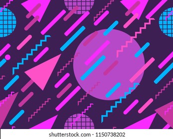 Memphis seamless pattern. Geometric elements memphis in the style of 80's. Vector illustration