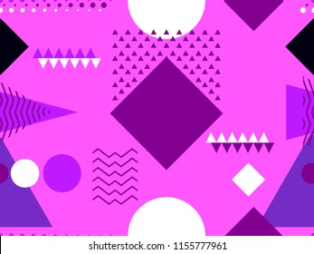 Memphis seamless pattern. Geometric elements memphis in the style of 80's. Bauhaus retro. Vector illustration.