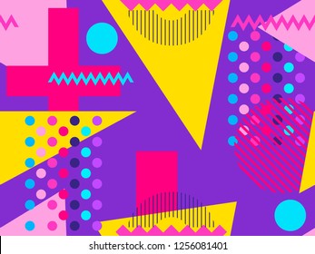 Memphis seamless pattern. Geometric elements memphis in the style of 80s and 90s. Vector illustration