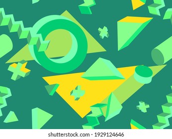 Memphis seamless pattern. Geometric elements memphis in the style of 80's. Trendy retro background for printing on paper, advertising materials and fabric. Vector illustration