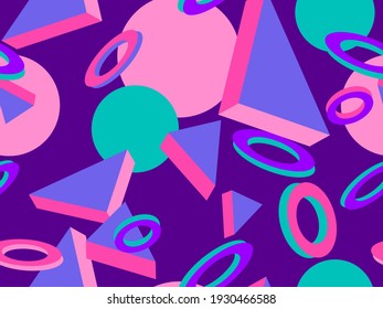 Memphis seamless pattern. Geometric elements memphis in the style of 80's. Trendy retro background for printing on paper, advertising materials and fabric. Vector illustration