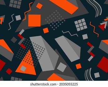 Memphis seamless pattern. Geometric elements memphis in the style of 80's. Trendy retro background for printing on paper, advertising materials and fabric. Vector illustration