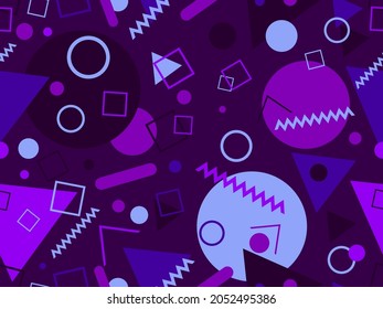 Memphis seamless pattern. Geometric elements memphis in the style of 80's. Trendy retro background for printing on paper, advertising materials and fabric. Vector illustration