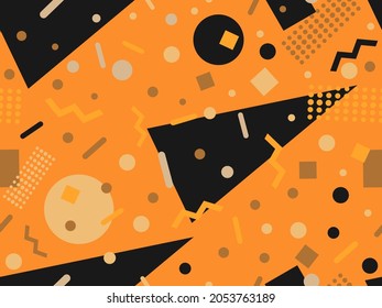 Memphis seamless pattern. Geometric elements memphis in the style of 80's. Trendy retro background for printing on paper, advertising materials and fabric. Vector illustration