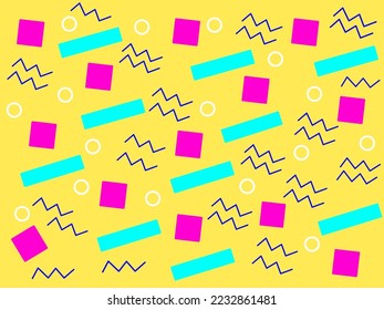 Memphis seamless pattern. Geometric elements memphis in the style of 80's. Trendy retro background for printing on paper, advertising materials and fabric. Vector illustration