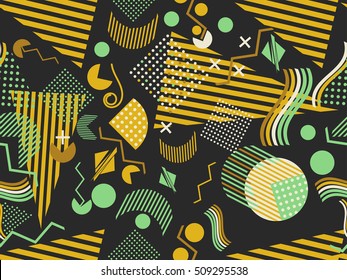 Memphis seamless pattern. Geometric elements memphis in the style of 80's. Vector illustration.