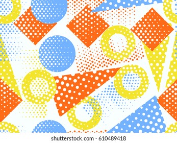 Memphis seamless pattern. Geometric elements memphis in the style of 80's. Vector illustration.