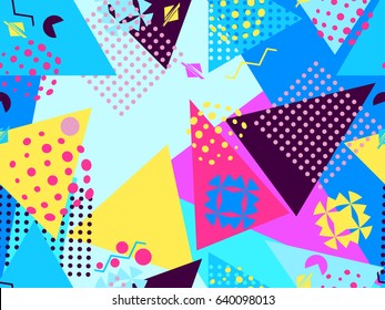 Memphis seamless pattern. Geometric elements memphis in the style of 80's. Vector illustration