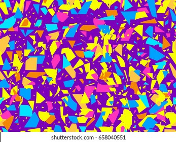 Memphis Seamless Pattern. Geometric Elements Memphis In The Style Of 90's. Flying Particles. Vector Illustration