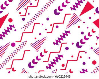 Memphis seamless pattern. Geometric elements memphis in the style of 80's. Vector illustration