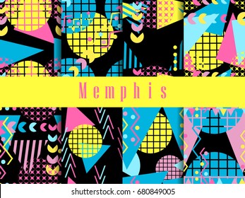 Memphis seamless pattern. Geometric elements memphis in the style of 80's. Vector illustration