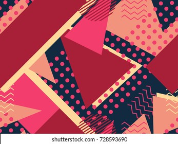 Memphis seamless pattern. Geometric elements memphis in the style of 80's. Bauhaus retro. Vector illustration.