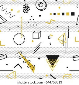 Memphis seamless pattern - geometric mosaic shapes. Fashion design 80-90s.