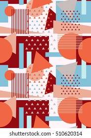 Memphis seamless pattern. Geometric ornament in memphis style. Pop art wallpaper.