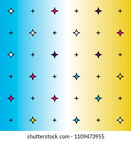 Memphis seamless pattern of geometric shapes for tissue and postcards. Hipster poster, juicy, bright color background.