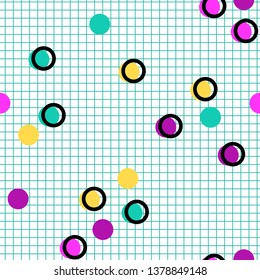 Memphis seamless pattern of geometric shapes