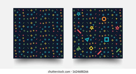 Memphis Seamless Pattern Of Geometric Shapes Abstract. Trendy Memphis Style. Colorful Patterns. Memphis Mosaic Design.