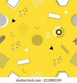 Memphis seamless pattern of geometric shapes for tissue and postcards