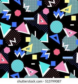 Memphis seamless pattern of geometric shapes Abstract 80-90 styles design. Colorful geometric hipster poster background. Vector illustration stock vector.