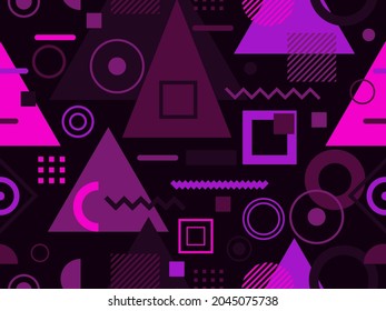 Patrón sin fisuras de Memphis. Patrón abstracto gráfico con formas geométricas de los años 80. Antecedentes para imprimir en papel, materiales publicitarios y banner. Ilustración del vector