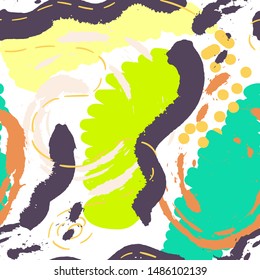 Memphis seamless pattern. Grunge elements, spots for your design.