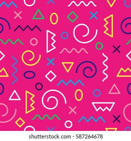 Memphis seamless pattern. Hipster fashion 80-90s. Black and white geometric design. Abstract creative pattern for flyer, invitation, greeting card. Spiral, circle, square, zig-zags,triangle vector