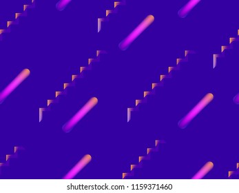 Memphis seamless pattern. Holographic geometric shapes, gradients, retro style of the 80s. Memphis design background. Vector illustration
