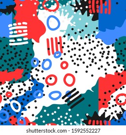 Memphis seamless pattern. Modern trendy abstract texture. Vector repeating geometric print.