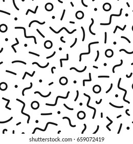 Patrón sin fisuras de Memphis. Diseño en blanco y negro mosaico. Estilo de moda 80-90.