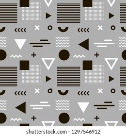 Memphis seamless pattern on grey background