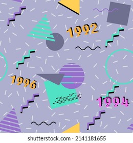 Memphis seamless pattern. Retro 90s fashion print. 1990s cool vector texture.
