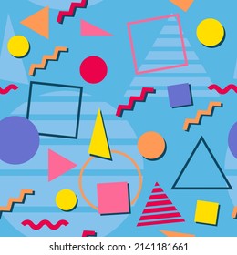 Memphis seamless pattern. Retro 90s fashion print. 1990s cool vector texture.