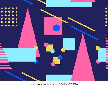 Memphis seamless pattern. Retro background, geometric shapes in the style of memphis 80s and 90s. Vector illustration